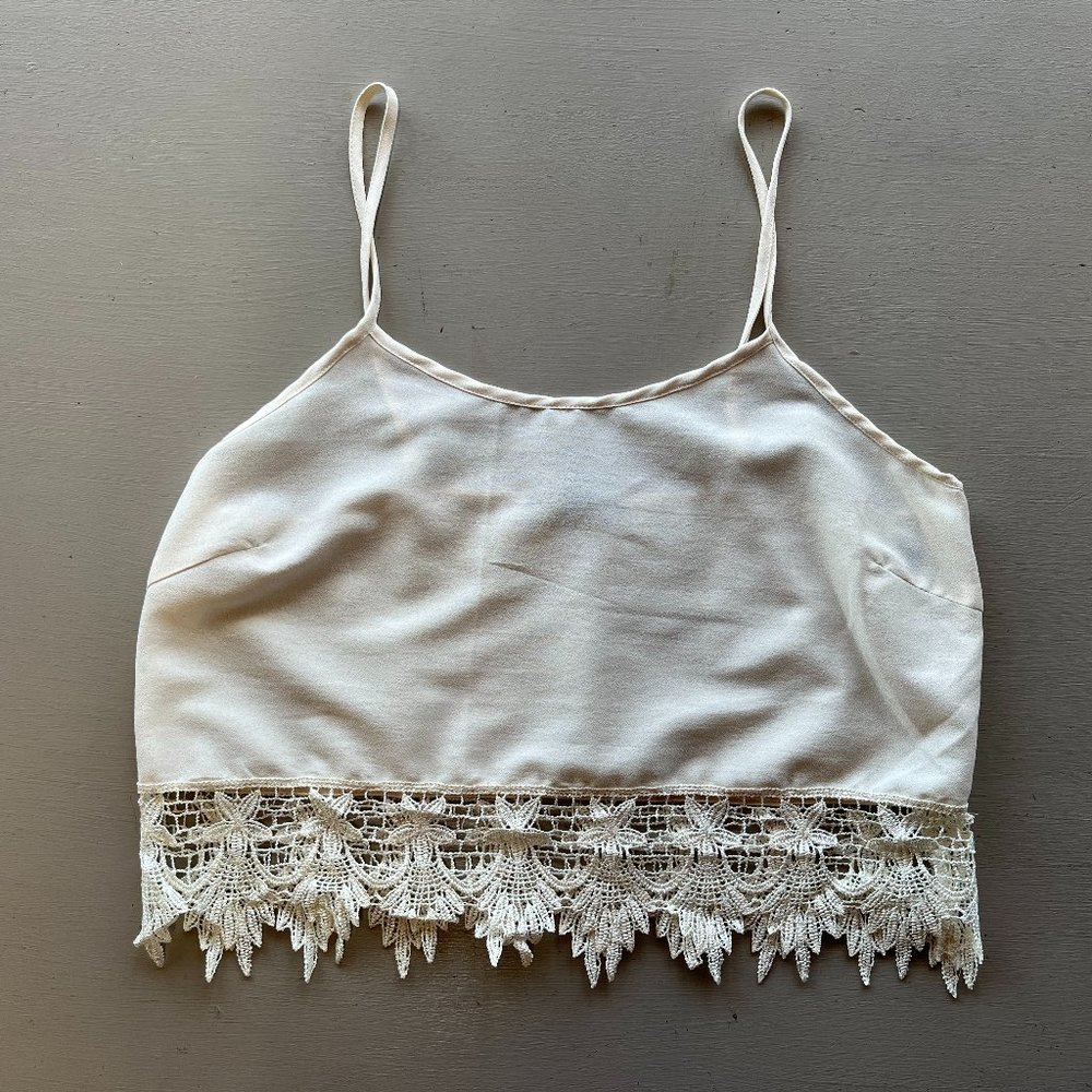 Forever 21 Sheer Lace-Bottom Crop Top
